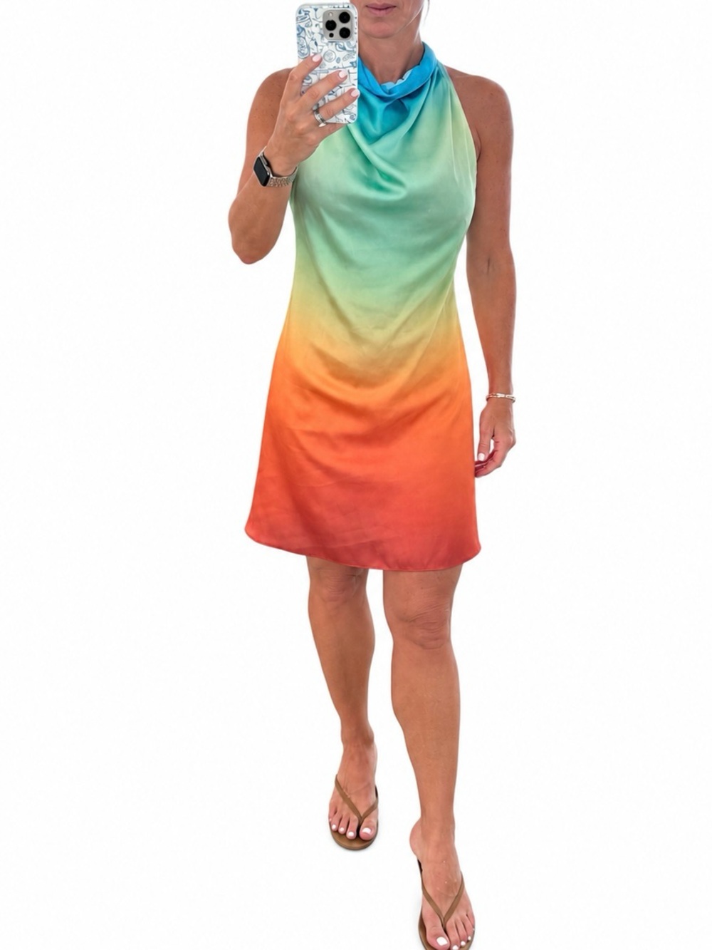 Baobab Collection Ombre Tie Dress in Blue, Green, Orange, Purple -